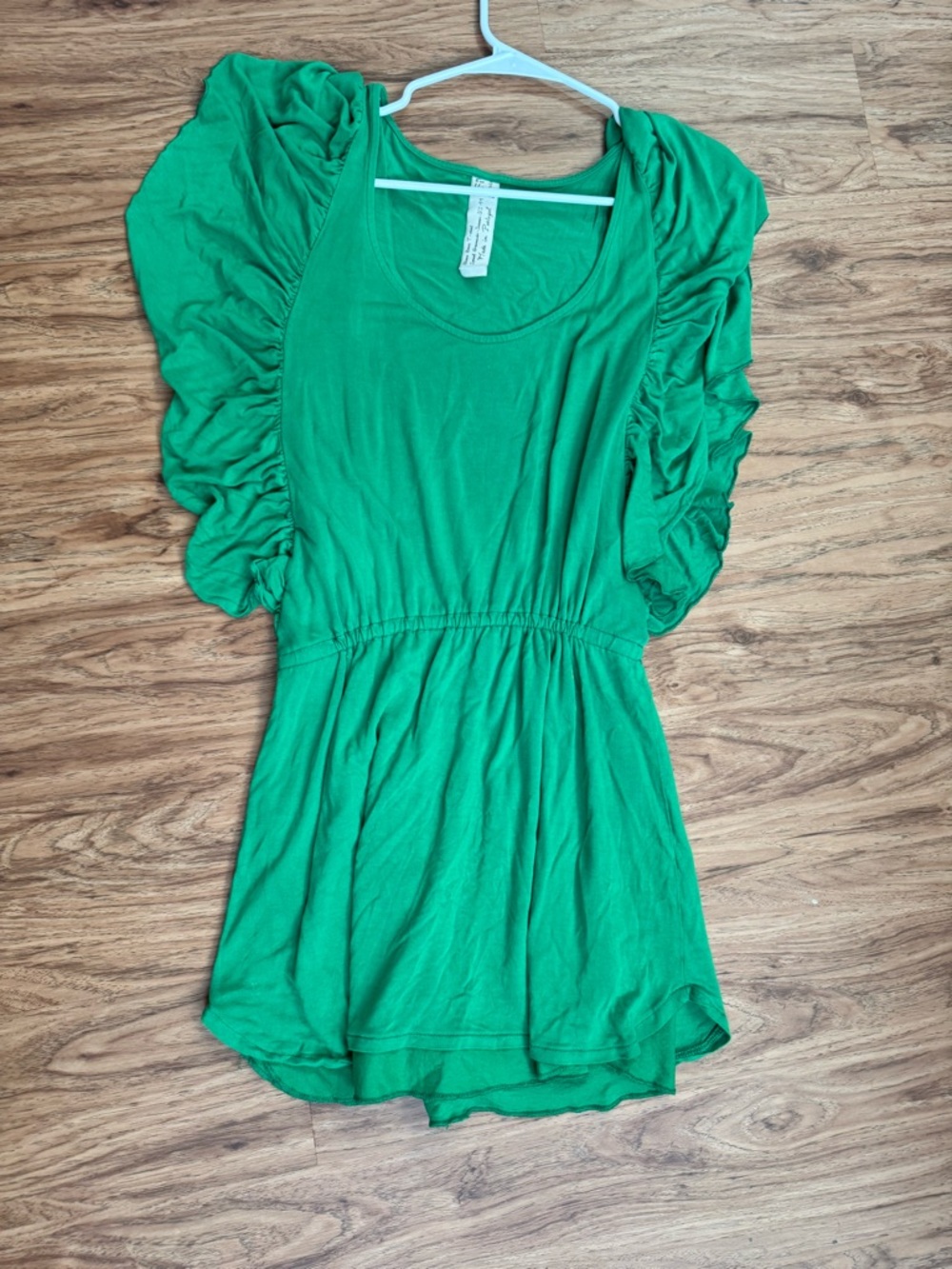 Zara Bright Green Ruffle Sleeve Mini Dress